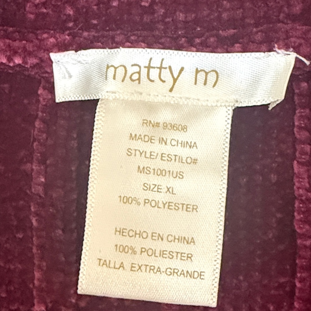 Matty M Burgundy Red Chenille Boyfreind Long Cardigan - Picture 2 of 9